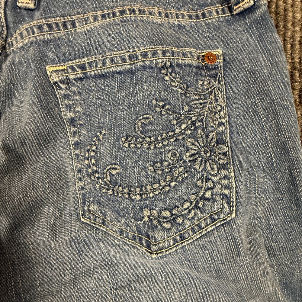 Eddie Bauer VTG Womens 6R Jean Embroidered Floral Pocket Cuffed Crop Medium Wash - Picture 7 of 16